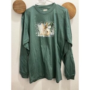 Vintage WINTER Alore 90s Grandma Core Sweatshirt Snow Bunny Rabbit Size Large